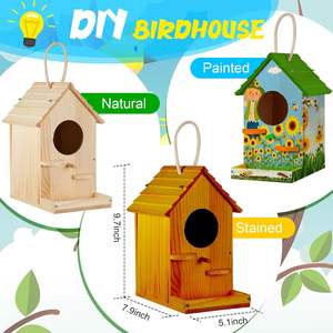 Modern çiftlik DIY ahşap Birdhouse 4-Pack kapalı açık ev erkek ve kız için duvar süsü kiti hediye ahşap kuş evi - Product Image 2