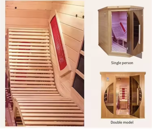 Sauna infrarouge lointain carré robuste pour 2 personnes, idéal pour la récupération musculaire, prix usine, sauna en bois massif avec banc - Product Image 6