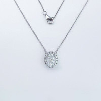 Pt950 Platin Labor-Diamant Ovaler Schliff Zerkleinerter Diamant IGI-Zertifiziert Seitenstein 0,245ct Fein Einstellbare Anhänger-Halskette Mode