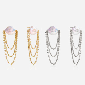 ต่างหูมุกทรงหยดน้ำ สแตนเลส ดีไซน์ทรงเรขาคณิต เหมาะสำหรับใส่ทุกวัน เครื่องประดับสำหรับผู้หญิง - Product Image 1