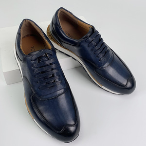 Chaussures décontractées pour hommes en cuir véritable à lacets, bout rond, semelle extérieure en caoutchouc respirant, semelle intermédiaire en EVA, toutes saisons, pour l'extérieur - Product Image 4