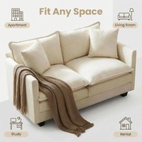 Canapé-lit en forme de L de 52 pouces, moderne, deux places, en tissu de lin, assise profonde, pour petits espaces, confortable, avec 2 oreillers, pour salon, chambre, appartement