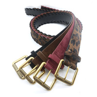 Nouvelle ceinture tressée en daim imprimé léopard pour femme, style vintage, avec boucle ardillon en alliage, accessoire pour jupes et jeans, simple et sophistiquée