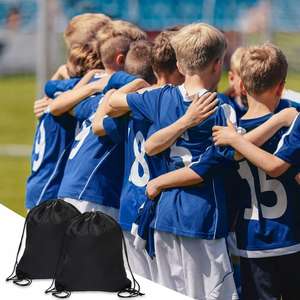 High Quality Swimming Soccer Outdoor Sports Kids Recyclable Nylon Black Frosted Drawstring <b>Backpack</b> - Product Image 6