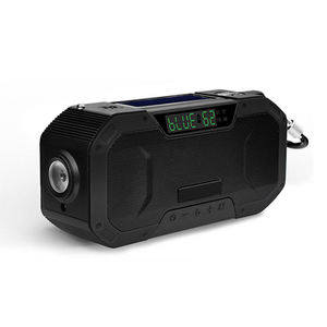 Solar Powered AM FM Portable Radio <b>Speaker</b> with <b>LED</b> Display Flashlight Alarm for Outdoor Camping Hiking - Product Image 1