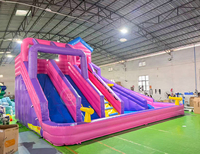 Toboganes Inflables de Agua Alibaba, Castillo Inflable con Tobogán, Tobogán Inflable Rosa