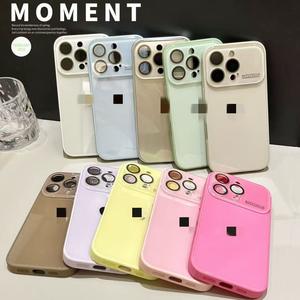 Nouvelle coque de téléphone tendance avec grande fenêtre texturée givrée pour <span class=keywords><strong>iPhone</strong></span> <span class=keywords><strong>12</strong></span> 13 14 15 16 17 <span class=keywords><strong>Pro</strong></span> Max avec film de protection d'objectif HD et protection arrière antichoc - Product Image 1