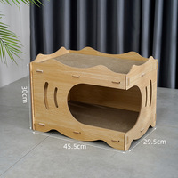Mobilier écologique pour chats : Maisonnette en bois empilable et griffoir durable en carton ondulé pour chats d'intérieur, pour jouer et se reposer