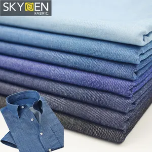 Skygen de alta calidad 32x32 135gsm tejido sarga negro azul denim de algodón orgánico tela material