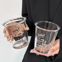 Tasse à café en verre haute brillance pour Americano glacé, Latte, boissons lactées, verre à vin domestique avec lettres anglaises