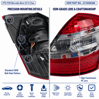 Conjunto de Luces Traseras LED para Mercedes Benz Clase S W221, OE 2218200266, Enchufar y Usar, Ajuste Directo, 2006-2013 S550 S600 S63 AMG