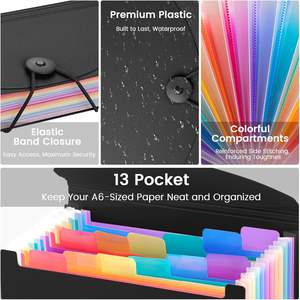 แฟ้มเก็บใบเสร็จแบบพับ 13 ช่อง ขนาด A6 แพ็ค 2 ชิ้น แฟ้มเก็บคูปองแบบพับขนาดเล็ก พร้อมป้ายชื่อ สีชมพู ผลิตในประเทศจีน - Product Image 3