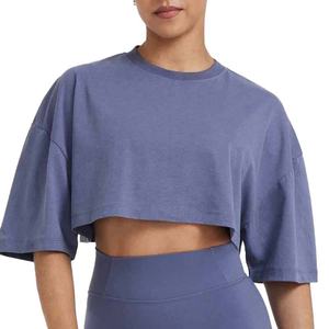 เสื้อครอปท็อปไซส์ใหญ่สำหรับฤดูร้อนสำหรับผู้หญิง รับทำโลโก้ เสื้อผ้าออกกำลังกายลำลอง เสื้อยืดแขนสั้น ผลิตโดยผู้ผลิตที่เป็นมิตรกับสิ่งแวดล้อม - Product Image 1