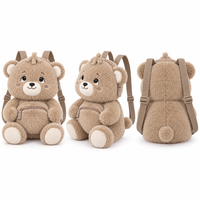 Sac à dos en peluche personnalisé pour l'école, motif ours en peluche, avec porte-monnaie mignon et animaux en peluche de dessin animé pour enfants