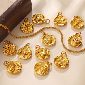 เครื่องประดับสแตนเลสสตีล 316L ชุบทอง 14k 18k แบบกำหนดเอง พร้อมจี้รูปจักรราศีสำหรับทำสร้อยข้อมือ สร้อยคอ และเครื่องประดับ - Product Image 2