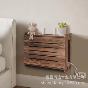 Caja de almacenamiento de madera, soporte para router de sala de estar, soporte de protección para WiFi de computadora, caja para regleta de enchufes, caja para cables, madera maciza - Product Image 4