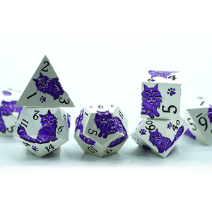 Dungeons & Dragons Đa Diện Kim Loại <span class=keywords><strong>Dice</strong></span> Set Với Màu Xanh Mèo Thiết Kế 7Pcs Handmade Bạc Và Màu Đen Số Cho Hội Đồng Quản Trị Trò Chơi - Product Image 4