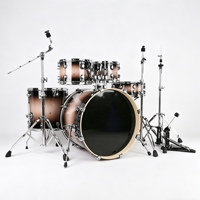 Kit complet de batterie 5 pièces réglable avec 3 cymbales et supports de matériel, coque en métal et peuplier pour studio et scène