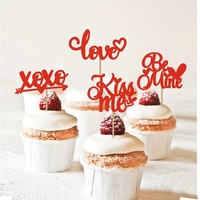 Happy Valentine's Day Cupcake Topper Süße Liebe Be Mine Geburtstagsparty Kuchendekoration in Rot