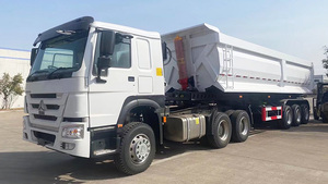 Remorque semi-chargeuse basculante robuste en acier, 3 axes, 60 tonnes, 50 tonnes, avec suspension, pour tracteur, qualité supérieure, vente en gros d'usine - Product Image 3