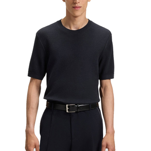 เสื้อสเวตเตอร์ถักแขนสั้นระบายอากาศได้ดีสำหรับผู้ชาย ผลิตจากผ้าลินินผสมฝ้าย ทอลายโปร่งสบาย เหมาะสำหรับฤดูร้อน - Product Image 1