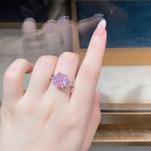 Bague en argent sterling S925 de luxe, coupe en forme de cœur de fleur de glace, avec pierre précieuse en zircon - Product Image 4