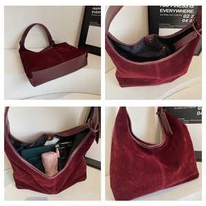 Túi <span class=keywords><strong>tote</strong></span> nhung màu trơn dành cho nữ Thiết kế đơn giản Đa năng Phong cách Sử dụng hàng ngày Túi đeo vai sức chứa lớn - Product Image 4