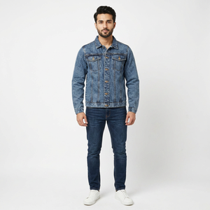 Chaqueta de mezclilla azul Vintage para hombre, chaqueta de invierno vaquera de alta calidad informal de manga larga ajustada holgada con estilo rasgado para hombre - Product Image 1