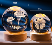 Système solaire étoile en cristal sculpté 3D de Kanlong Lampe de table OEM Base en bois Cadeau pour enfants Décoration de chambre Lumière LED de nuit