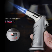 Briquet torche à gaz butane Jet Blue Flame rechargeable avec logo personnalisé et verrou de sécurité pour accessoires de fumeur et cigarettes