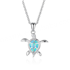 จี้เต่าทะเลโอปอลไฟสีน้ำเงินเงินแท้ 925 ขายดี - Product Image 1