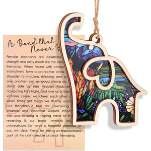 Creative Wooden <strong>Elephant</strong> Pendant Sisterhood Decor Friendship <strong>Gift</strong> for Women Car Charm Wood Crafts Wooden Boxes Wall Signs - Product Image 2