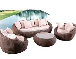 Desain Baru Furnitur Luar Ruangan Gaya Sofa Dua Tempat Duduk Set Sofa Taman Rotan