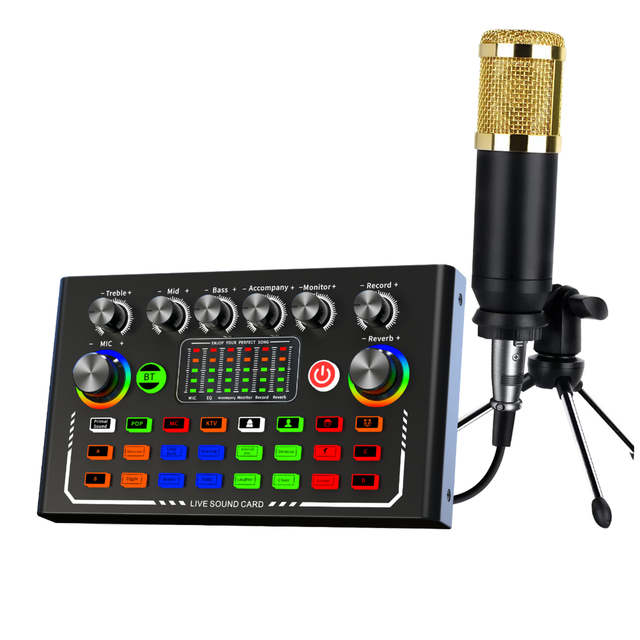 Audio Mixer LR-F009 Soundboard Sound Streaming Accessories BM800 Microphone Earphone PC Gaming Noise Cancelling Wireless