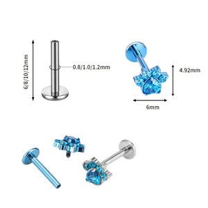Boucles d'oreilles en alliage de titane ASTM F136 en forme de cœur et de griffe de chat, zircon 5A, bijoux de piercing hypoallergéniques de qualité médicale pour les lèvres, le nez et les oreilles - Product Image 4
