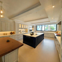 Meubles de cuisine de style européen-américain, portes Shaker à panneaux surélevés avec peinture personnalisée, cuisine complète avec îlot central