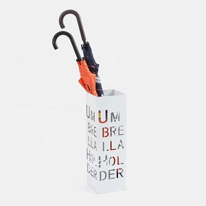 Porta ombrelli in metallo <span class=keywords><strong>bianco</strong></span> con due ganci per interni o giardino - Product Image 1