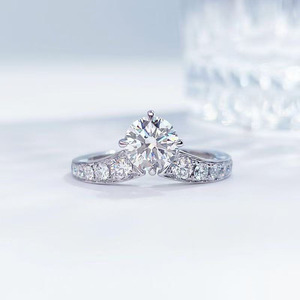 <span class=keywords><strong>Bague</strong></span> de fiançailles en platine Pt950 avec diamant de laboratoire, sertie de 4 griffes, style artistique de luxe léger, pour femme - Product Image 2