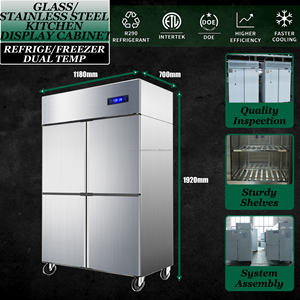 Réfrigérateur vertical commercial à double température 4 portes pour cuisine professionnelle, équipement de réfrigération, congélateur vertical - Product Image 2