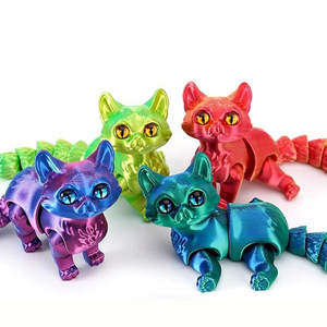 Figurines de chats simulés imprimées en 3D, jouets animaux en plastique faits à la main, jouets de chats imprimés en 3D populaires pour l'exportation - Product Image 1