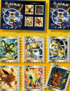 Qiuqiuka Pokemoned Stamps Vol.2 Cartes de Collection de Jeu Anime <span class=keywords><strong>Pokémon</strong></span> avec Énergie de Dresseur et Cartes Scintillantes, Cadeaux pour Enfants - Product Image 3