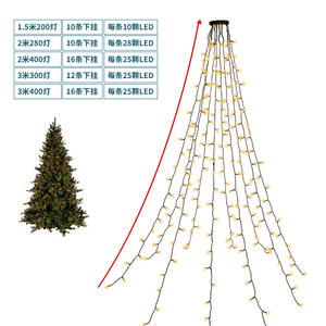 Lumières d'arbre de Noël avec anneau 16 cordes rideau de Noël fée arbre lumière 8 Mode pour la décoration de fête de <span class=keywords><strong>sapin</strong></span> de Noël - Product Image 4