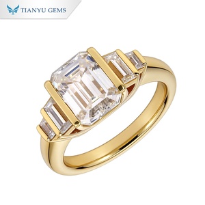 แหวนมอสซาไนต์ทรงเหลี่ยม TIANYU GEMS 10K14K18K ตัวเรือนทองคำเหลืองแบบเบเซลเซ็ตติ้ง สไตล์อาร์ตเดโค แหวนหมั้นวินเทจสำหรับผู้หญิงสั่งทำพิเศษ - Product Image 2