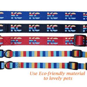 Laisse de collier de <span class=keywords><strong>chien</strong></span> imprimé en polyester avec logo en <span class=keywords><strong>caoutchouc</strong></span> personnalisé écologique de haute qualité lanière réglable - Product Image 4