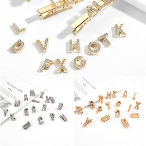 Custom size color silver or gold <b>letter</b> full rhinestone <b>letters</b> suitable for DIY wristbands and bracelets - Product Image 1