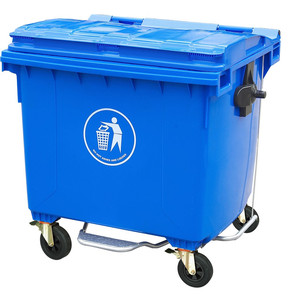 hdpe 1100L large plastic garbage bin outdoor street trash containment waste container recycle waste bin with wheels and pedal