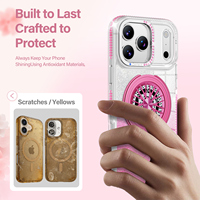 Nouvelle coque de téléphone transparente incrustée de diamants avec support gyroscopique rotatif à 360° pour iPhone 17 Pro Max 16 15 14 13