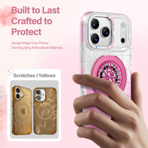 Nouvelle coque de téléphone transparente incrustée de diamants avec support gyroscopique rotatif à 360° pour iPhone 17 Pro Max 16 15 14 13 - Product Image 4