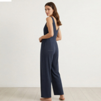 Combinaison en coton à col en V personnalisée pour femmes, pantalon décontracté pour femmes