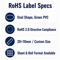 RoHS 2.0 Compliant Green Oval PVC Adhesive Sticker for Consumer Electronics